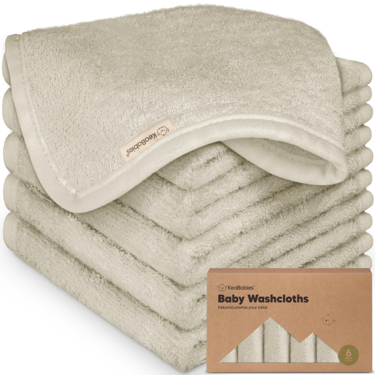 KeaBabies Soft Bamboo Washcloths 6-Pack