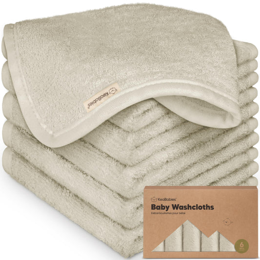KeaBabies Soft Bamboo Washcloths 6-Pack