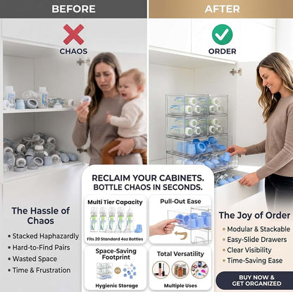 Farazza Stackable Clear PET Storage Drawers for Pantry and Vanity