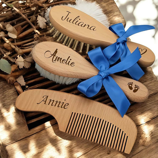 Doyouwe Custom Baby Hairbrush And Comb Set With Personalized Engraving