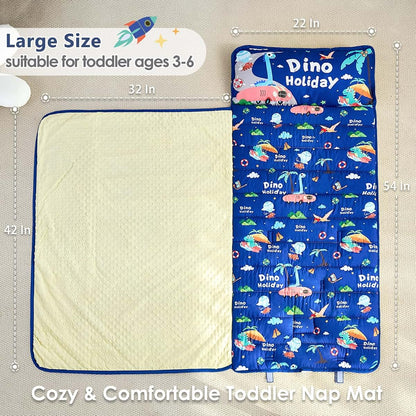 NacoMoco Toddler Nap Mat with Pillow and Blanket, Ultra Soft for Daycare and Travel