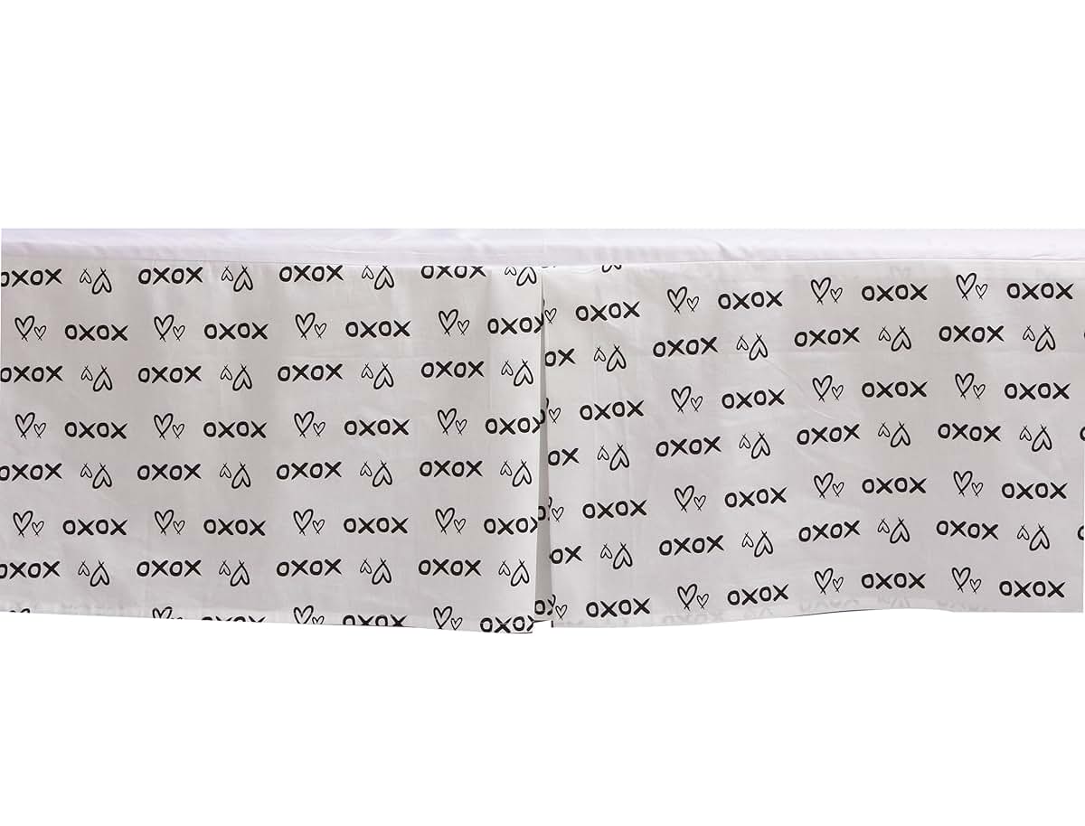 Bacati Love Cotton Percale Crib Skirt for Toddler Bed (Black)