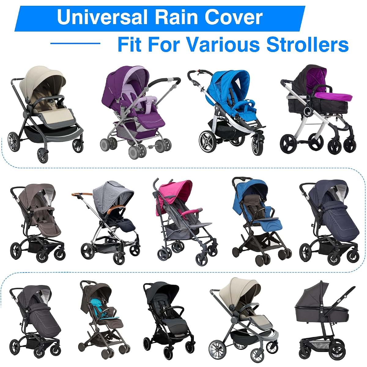 TUPI Stroller Rain Cover with Universal Fit and Clear View