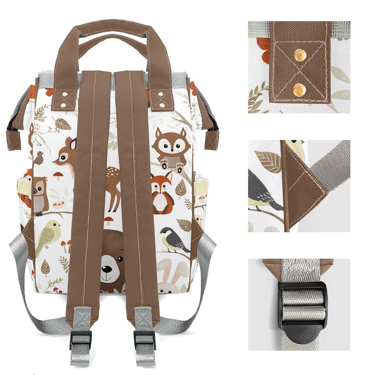 YallLocoMo Personalized Diaper Bag Backpack Gift Jungle Animal Bear Deer Ultimate Nappy Bag: Spacious, Waterproof & (photo 4)