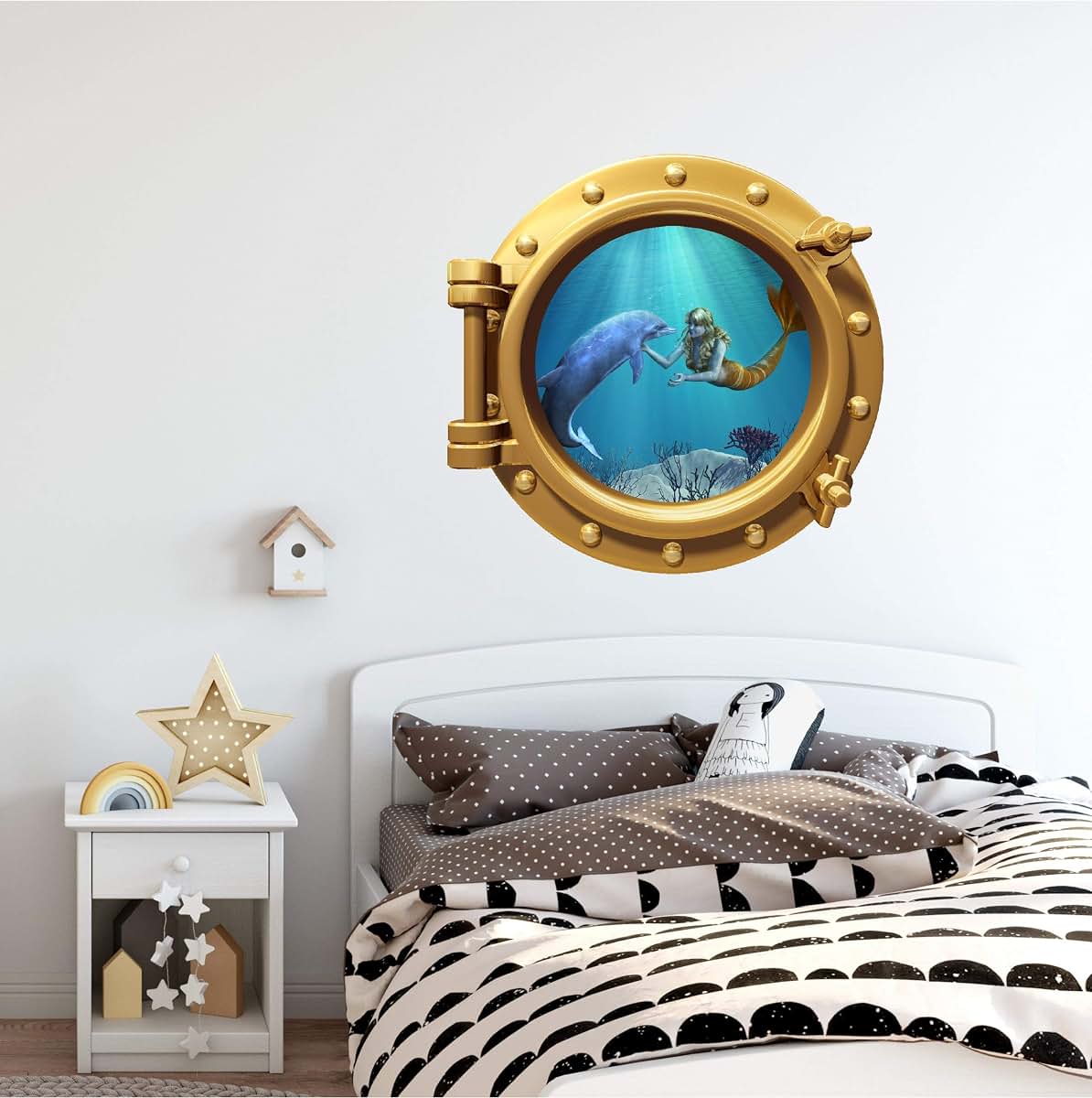 Stickit Graphix Mermaid and Dolphin Porthole Window Wall Decal