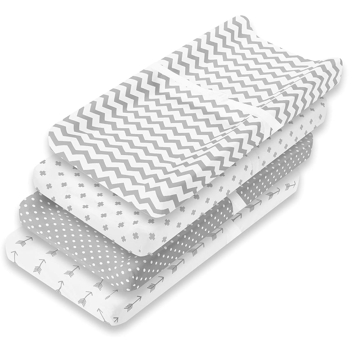 BaeBae Goods Premium Baby Changing Pad Covers 4 Pack – Boy or Girl Changing Pad Cover – Pure Jersey Machine Washable