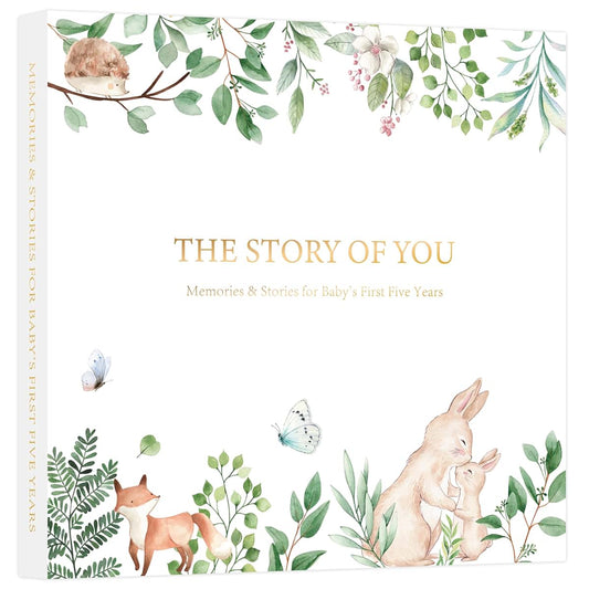 Tersus Keepsake Baby Memory Book, First 5 Years Baby Milestone Book, 132 Pages to Record Every Event from Birth to Age