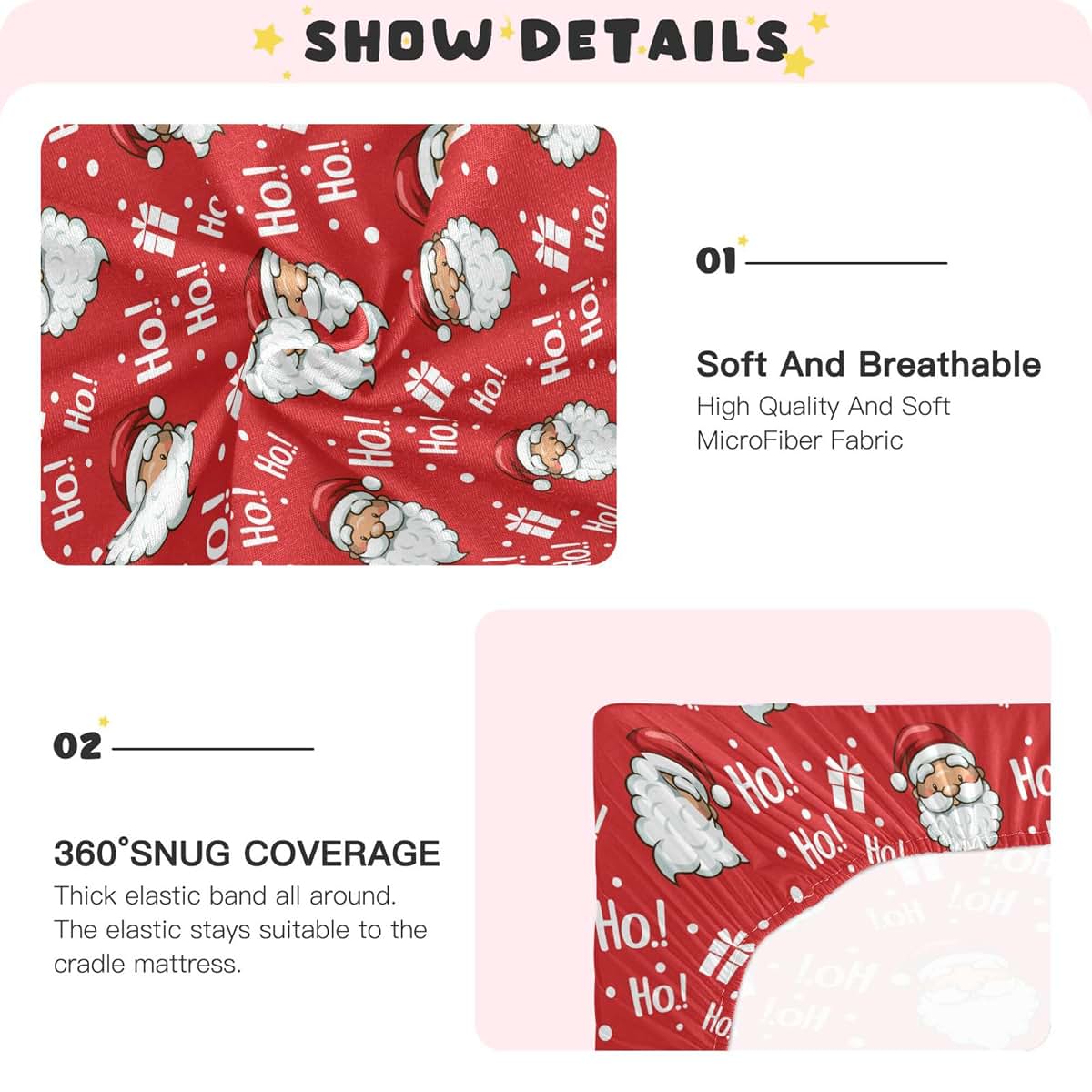 Mazeann Christmas Santa Fitted Crib Sheet