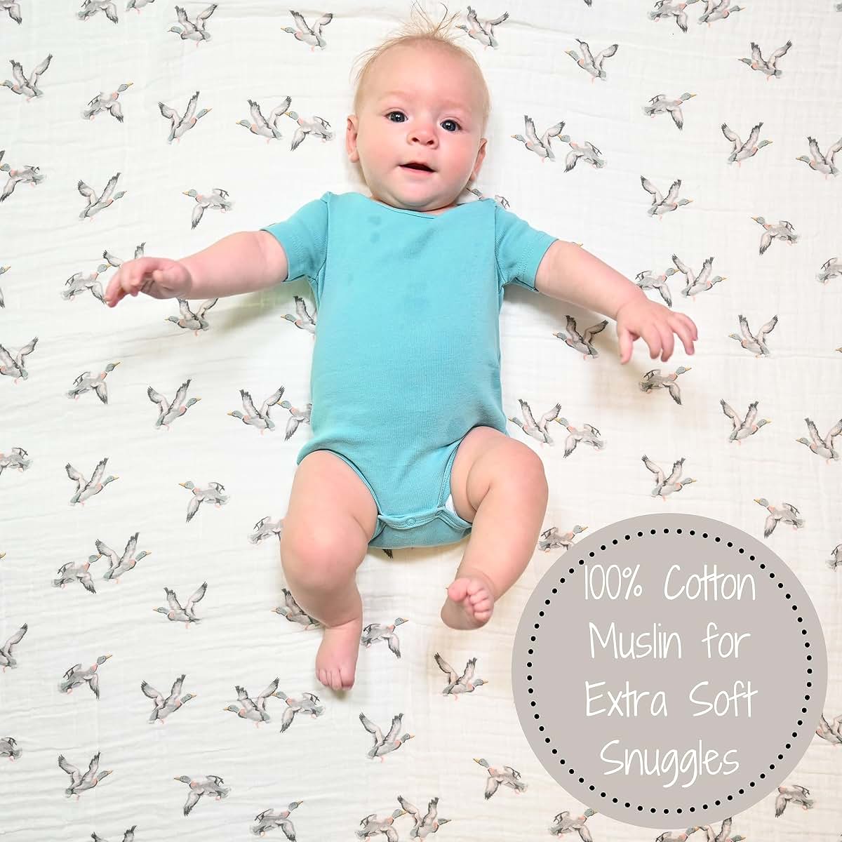 LollyBanks 2-Pack Cotton Muslin Swaddle Blankets for Newborns
