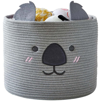 Omerai Koala Cotton Rope Basket, Grey Foldable Storage Bin
