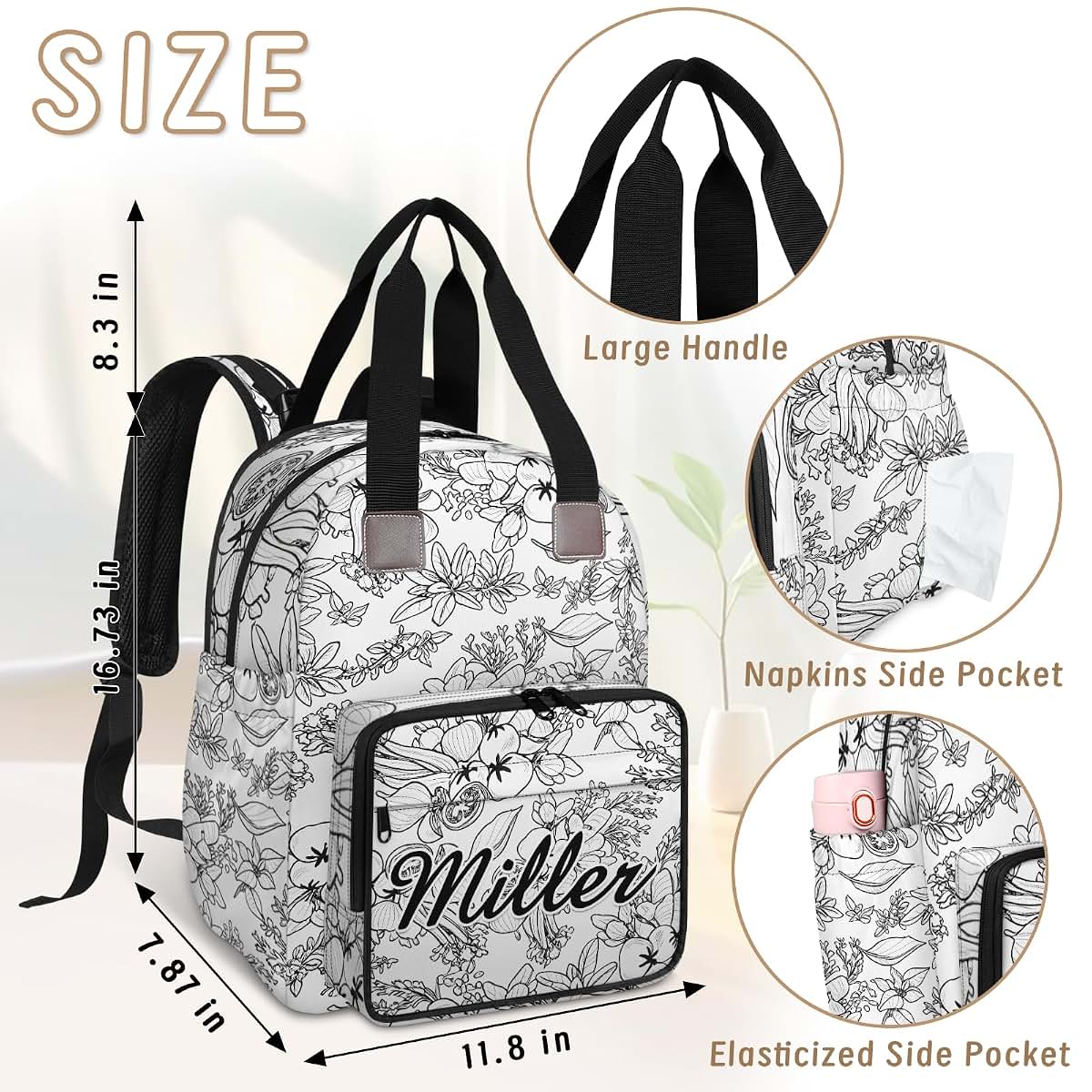 Litchora Personalized Diaper Bag Backpack for Mom (photo 3)