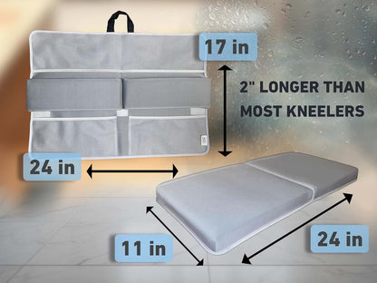 Little Boo Bath Kneeler and Elbow Rest Set with Toy Organizer Pockets, Light Grey