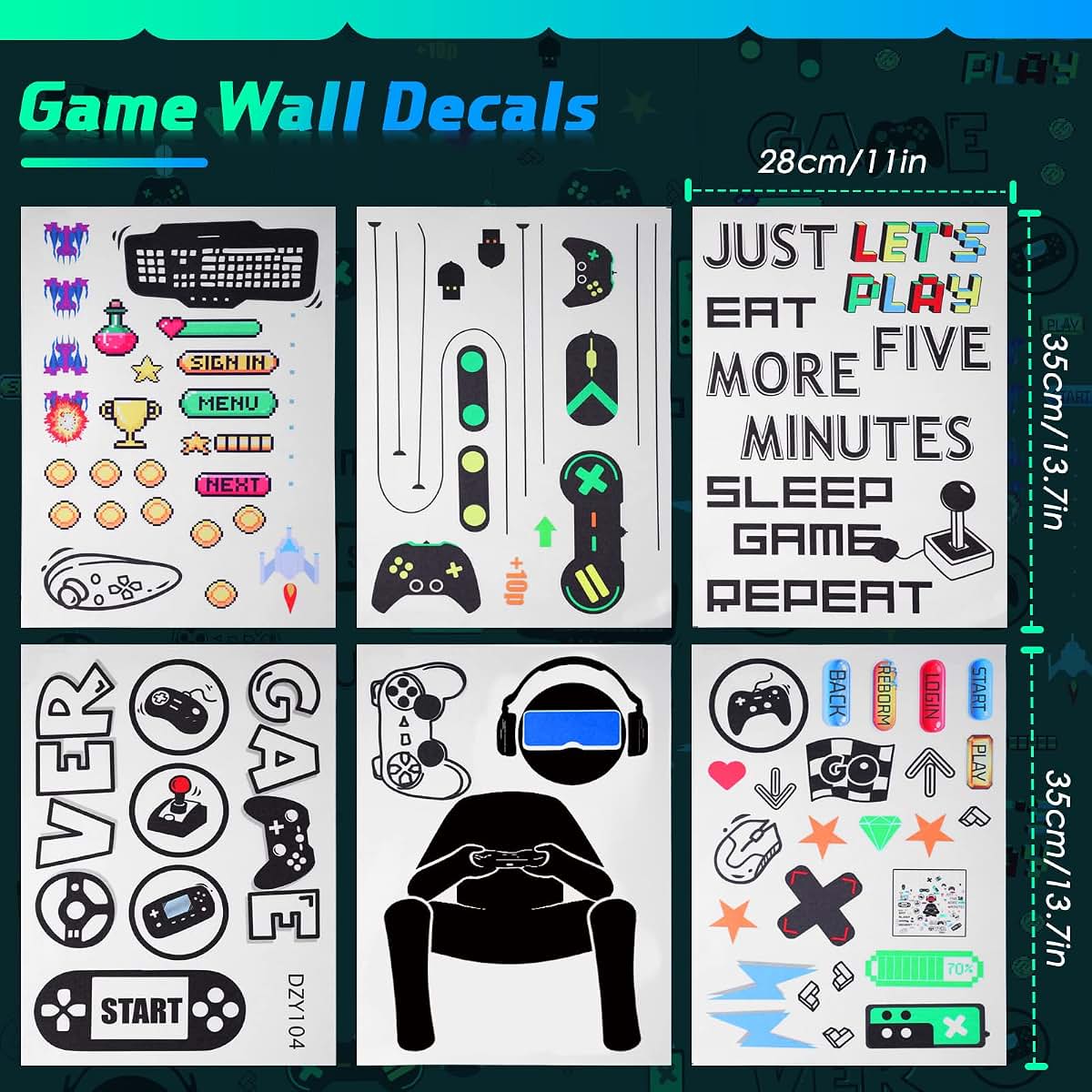 BabyOneStop Gamer Wall Decals Removable PVC Video Game Stickers