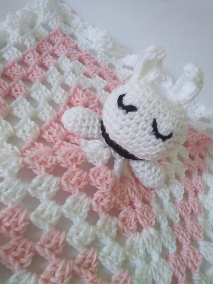 Bunny Lovey Crochet Blanket for Babies | Handmade Security Companion