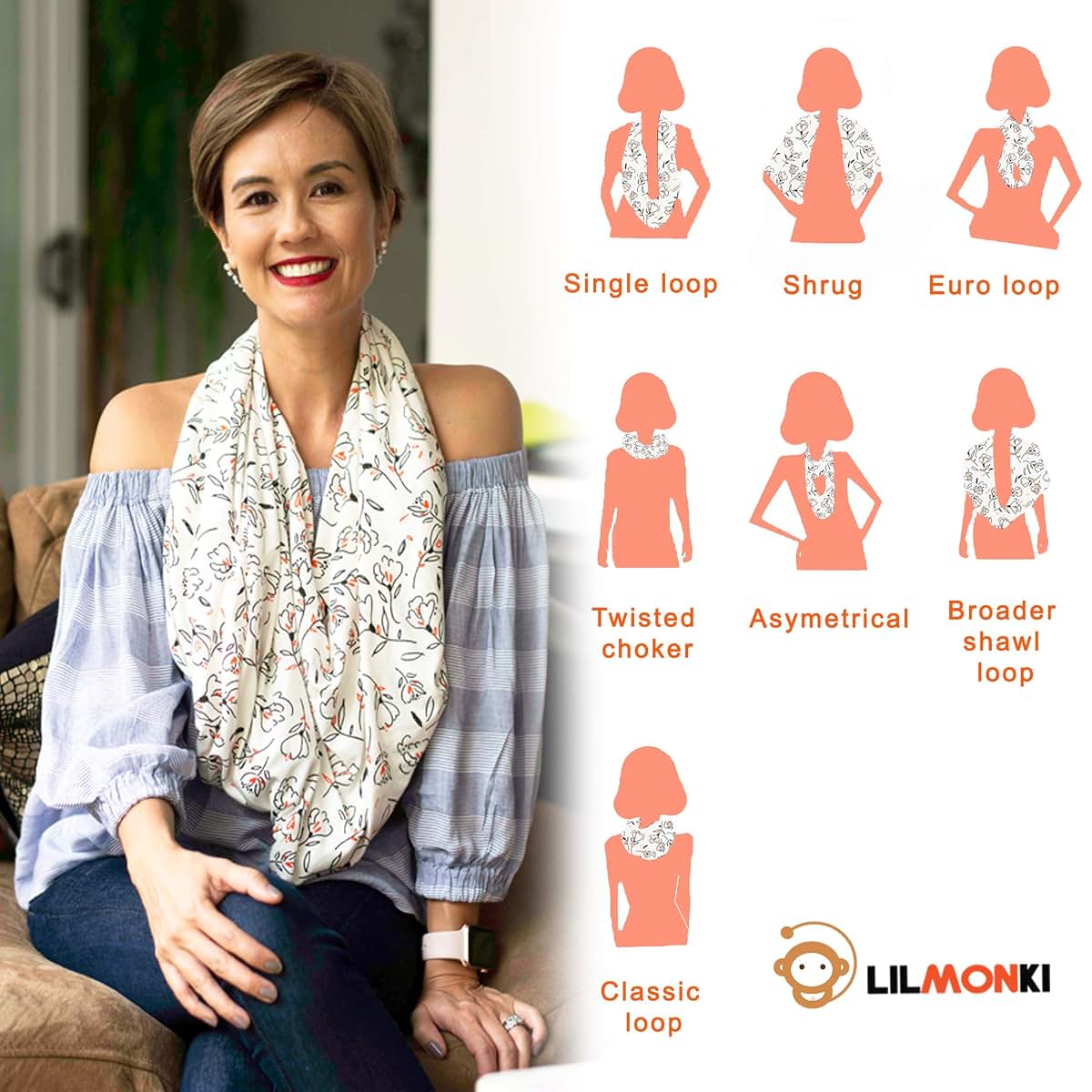 Lilmonki Nursing Scarf Multi-Use Cover With Tulip Print