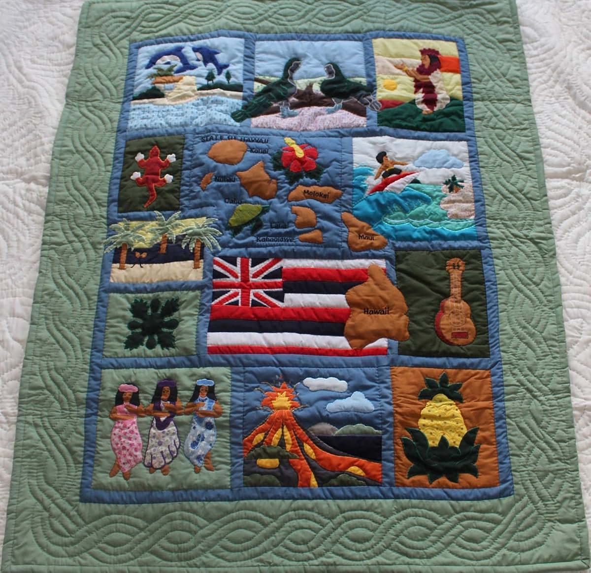 Scene Of Hawaii Quilt for Baby Comforter and Wall Hanging