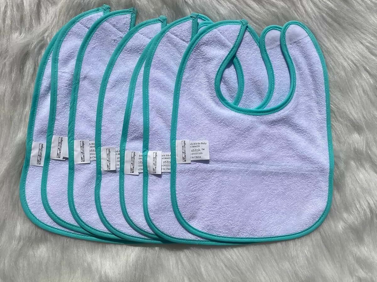 max stitch design 5pcs aqua color edged blank cotton 16count aida fabric pocketed, towel fabric bib to do cross stitch (photo 3)