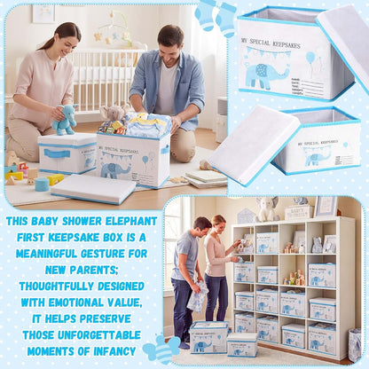 LemonRoad Baby Memories Keepsake Box with Lid Elephant Design Non-Woven & Cardboard