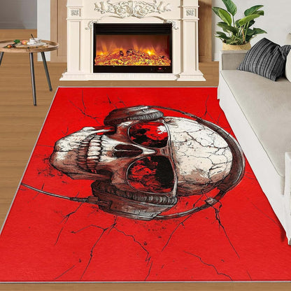 HYGIUID Skull Area Rug Low Pile Microfiber Playroom Carpet 4x5ft