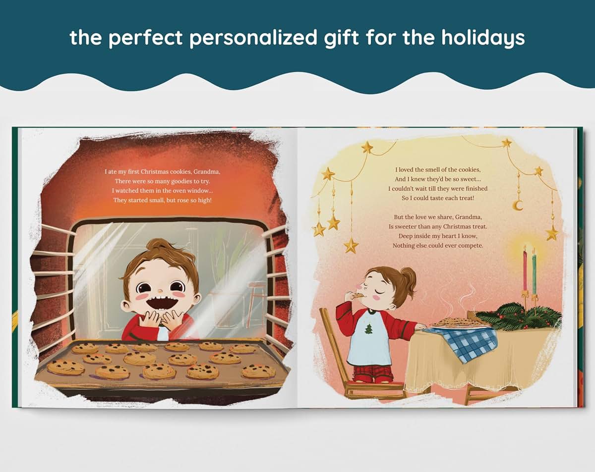 Luna Studios First Christmas as Grandma - Baby's First Christmas - New Personalized Gift - Personalized Book Gift (for