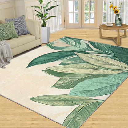 Hygiuid 4x5 Leaves Area Rug, Rectangular Botanical Print Carpet (photo 3)