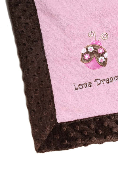 Bacati Ladybug Pink and Chocolate Velour Baby Blanket