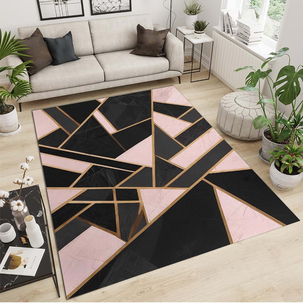 Timoilu Nordic Light Luxury Area Rug - 4x5 Geometric Low Pile (photo 2)