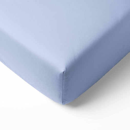 Bacati - ONE Solid Boys 100% Cotton Percale Universal Baby US Standard Crib or Toddler Bed Fitted Sheet (Light Blue)