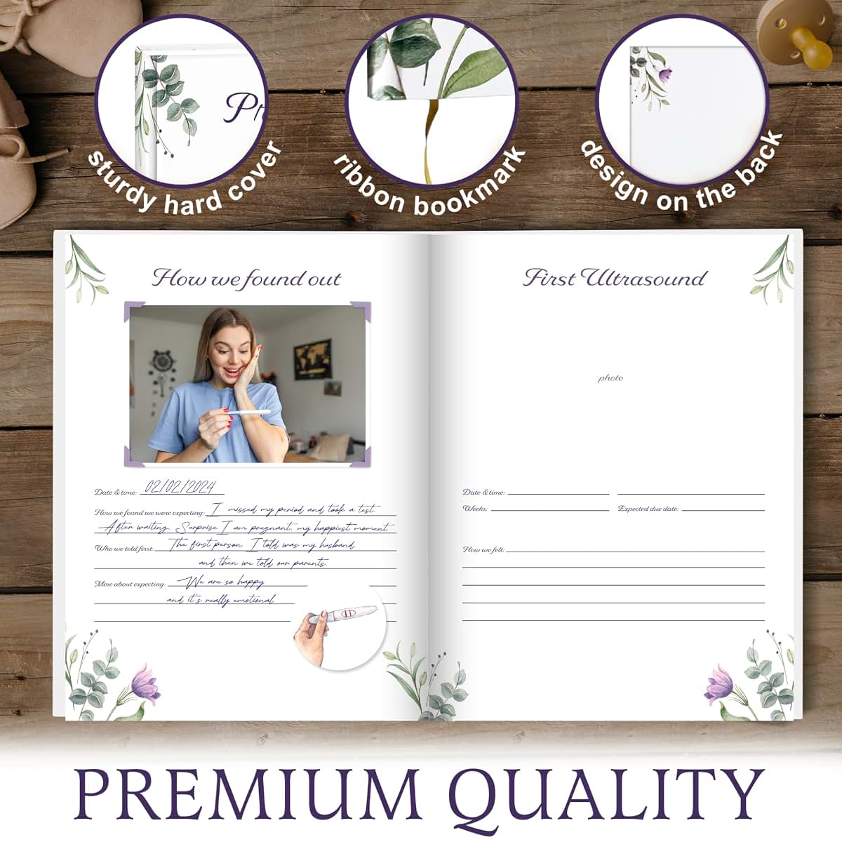 MATHIAS WORLD Pregnancy Journal & Baby Memory Book, with Stickers and Milestone Cards, Baby Book Keepsake, 152 Pages (photo 3)