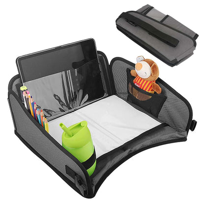 ReignSword Portable Car Seat Tray for Travel, Foldable Drawing Board with Pockets
