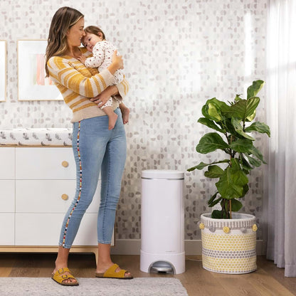 Munchkin UV Diaper Pail with Step Pedal for Odor Control in White