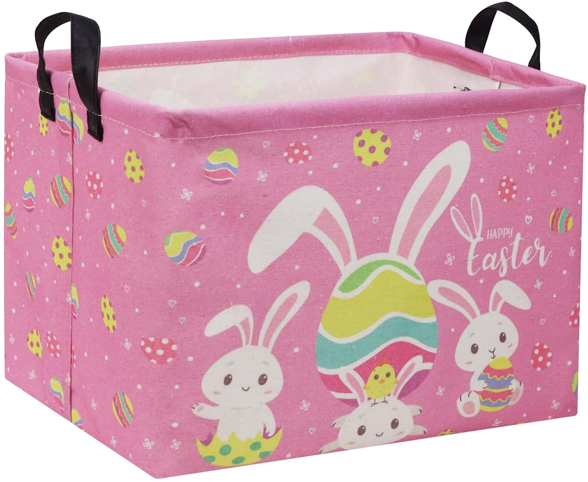 DDBASKET Rectangular Pink Bunny Storage Bin