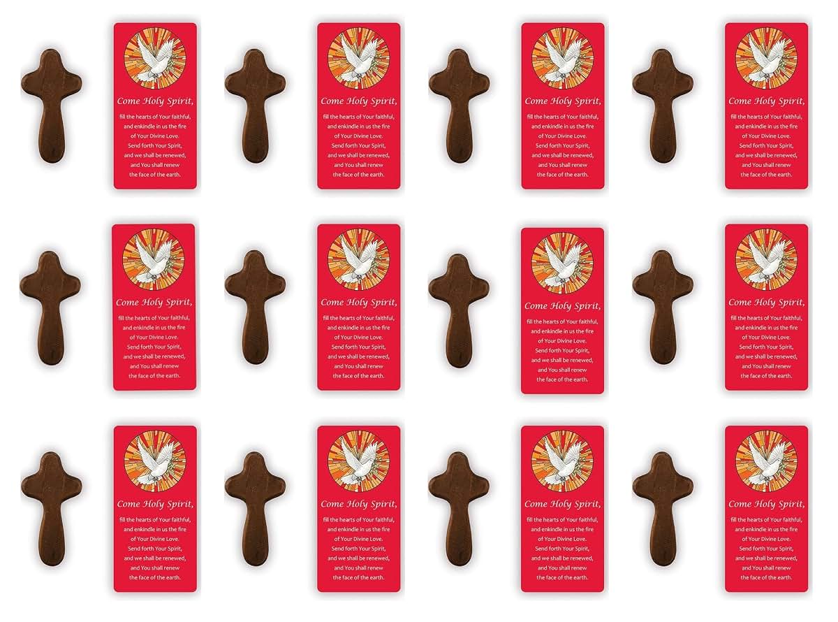 Autom Small Handheld Wooden Prayer Cross and Scripture Card Set, Confirmation Theme, 12-Count