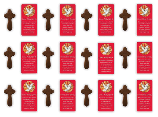 Autom Small Handheld Wooden Prayer Cross and Scripture Card Set, Confirmation Theme, 12-Count