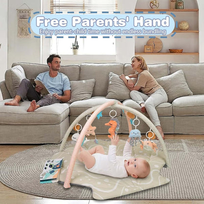 Seashell Theme Baby Play Mat with Activity Toys for Tummy Time