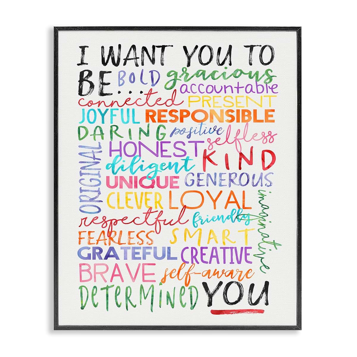 Stupell Industries Inspirational Be You Typography Framed Print, 11x14, Made in USA