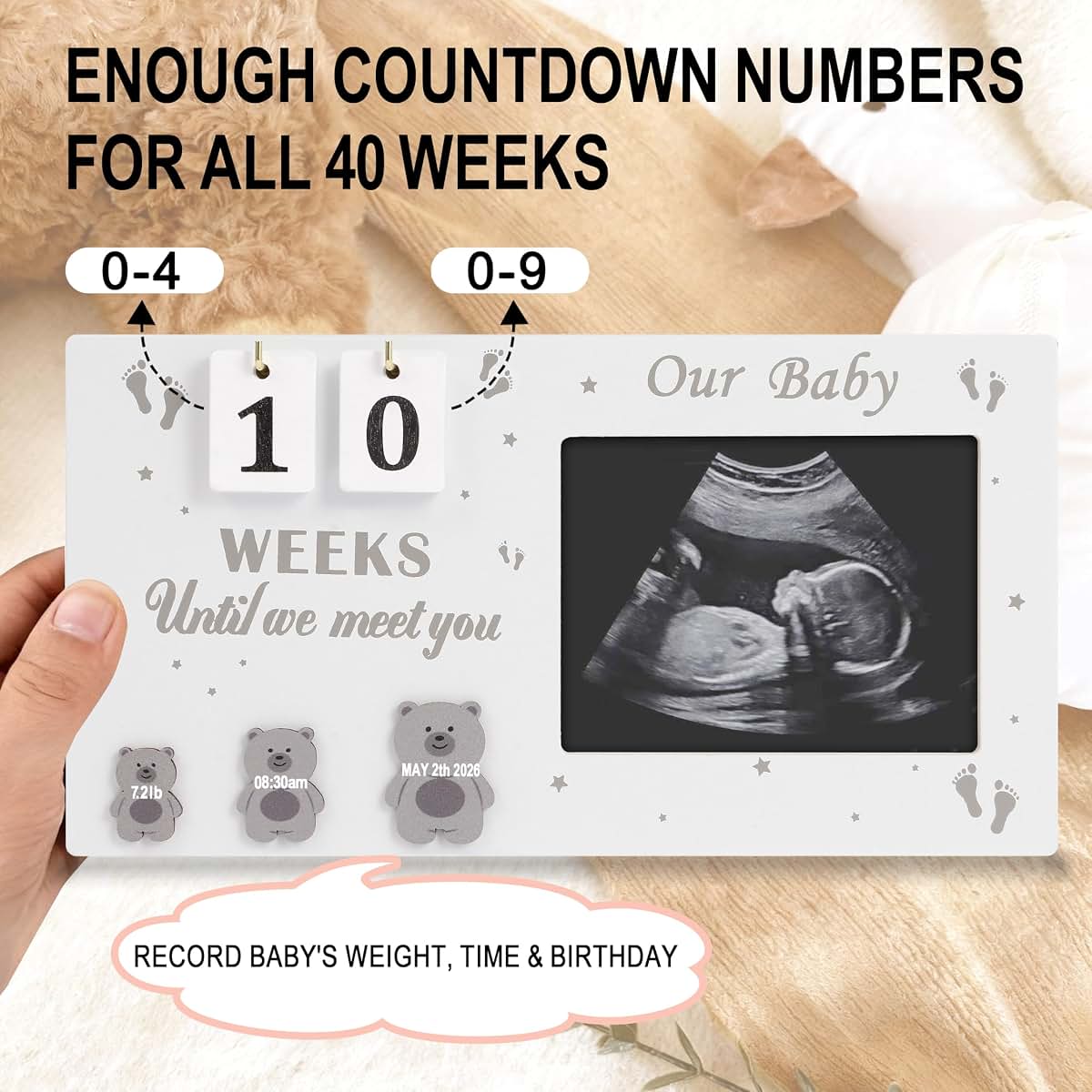 Daco Min Pregnancy Countdown Sonogram Picture Frame With Handprint Kit