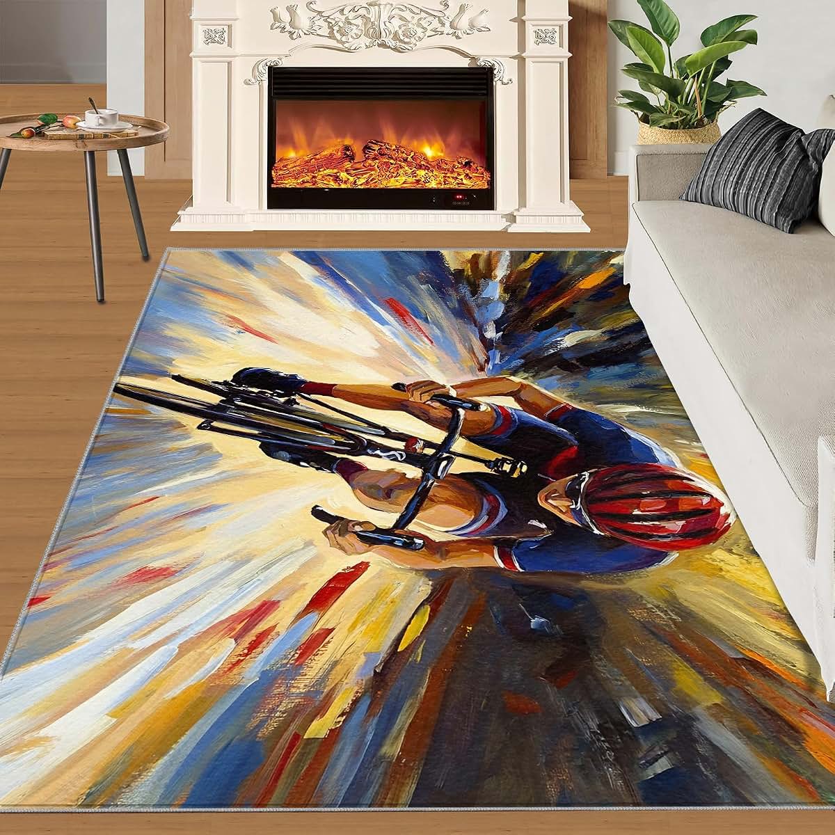 Hygiuid Sports Riding Area Rug - 4x5 Rectangular Low-Pile Carpet (photo 2)