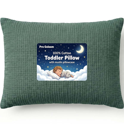 Toddler Pillow with Muslin Cotton Case for Sleep and Travel