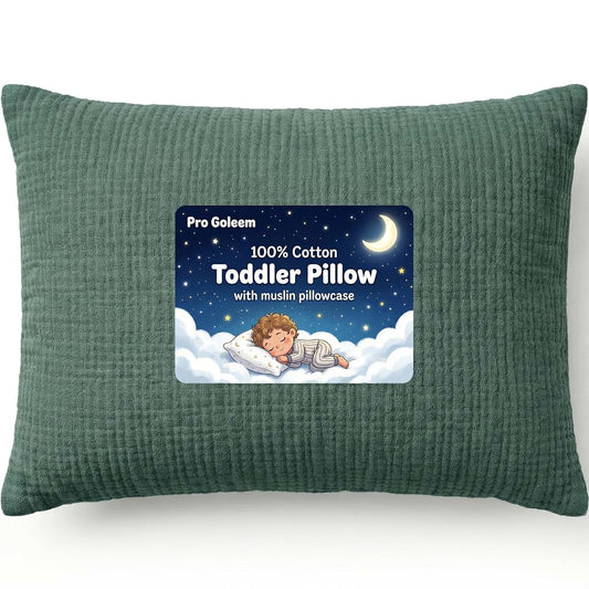 Toddler Pillow with Muslin Cotton Case for Sleep and Travel