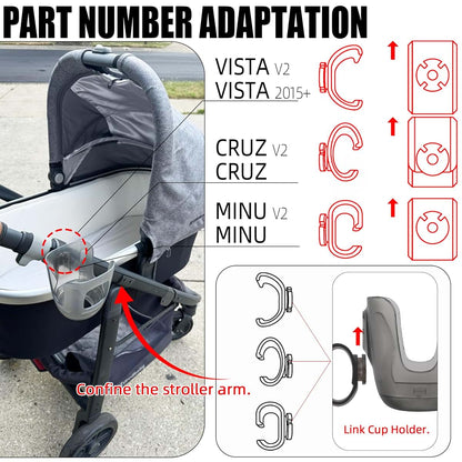 LuQiBabe Baby Stroller Cup Holder for Uppa-Baby Vista and Cruz Strollers (photo 3)