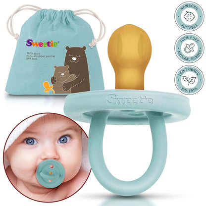 Sweetie Natural Rubber Pacifier Rounded Turquoise Medium