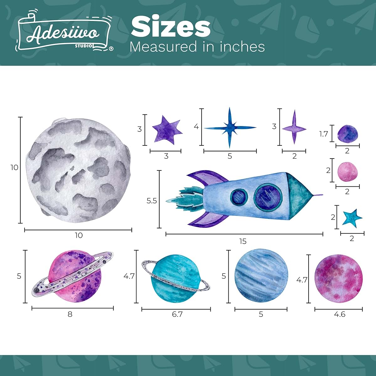 AdesiivoStudio Outer Space Peel And Stick Wall Decals