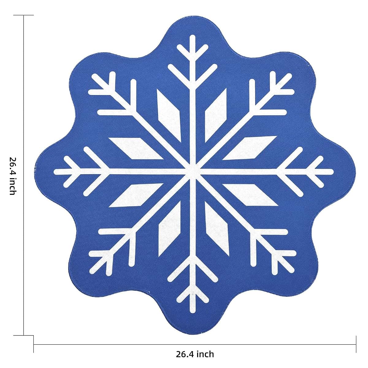 Kelinfong Christmas Snowflake Bathroom Rug, Blue Square Plush Bath Mat