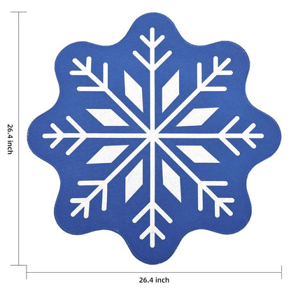 Kelinfong Christmas Snowflake Bathroom Rug, Blue Square Plush Bath Mat