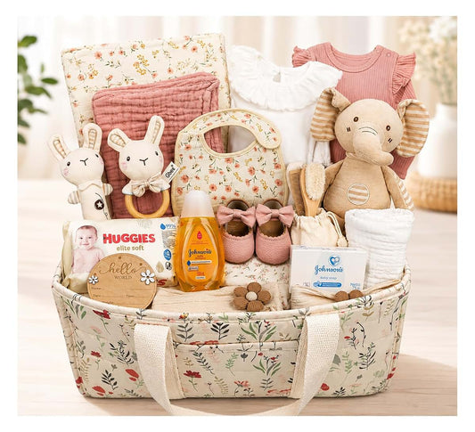 Beyond The Box Floral Newborn Baby Girl Gift Basket Set