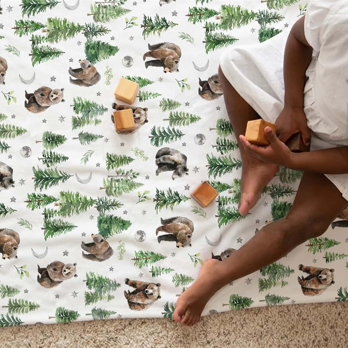 Bears Print Flannel Baby Blanket for Nursery Swaddle Throw
