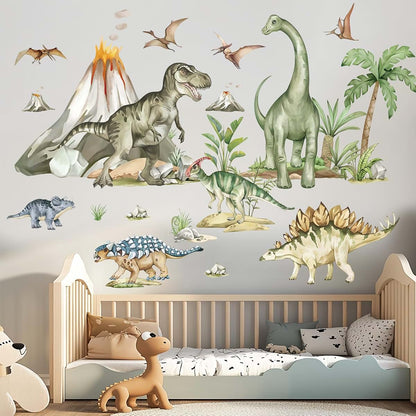 Wondever Dinosaur Wall Decals Tropical Animal Dino Wall Stickers