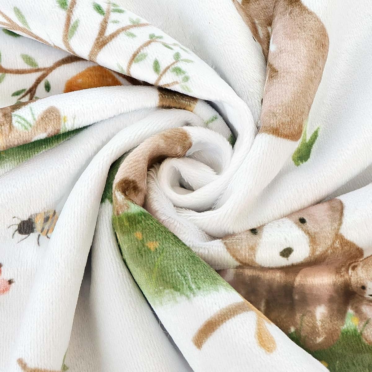 BOPRIO Minky Baby Blankets for Nursery - Woodland Bear Print Throws