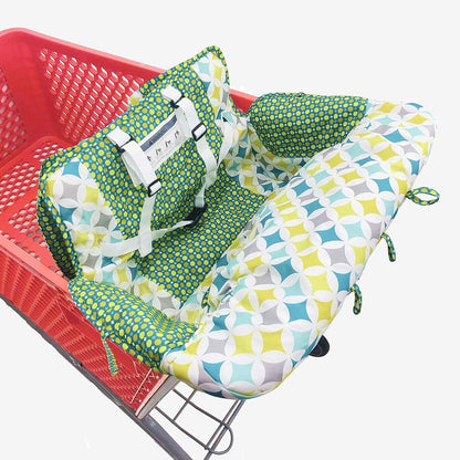 Hivvi Portable 2-in-1 Grocery Cart and Highchair Cover in Green Stars